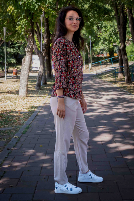 Bluza cu maneca 3/4 si print all over efectuat manual - Model 5 [3]