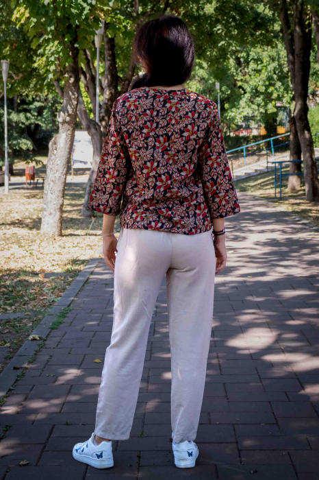 Bluza cu maneca 3/4 si print all over efectuat manual - Model 5 [5]
