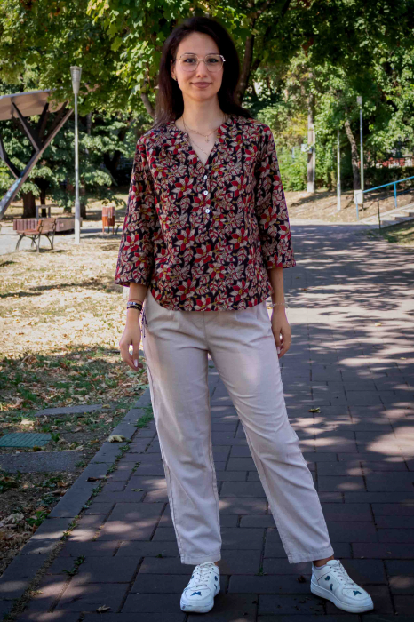 Bluza cu maneca 3/4 si print all over efectuat manual - Model 5 [2]