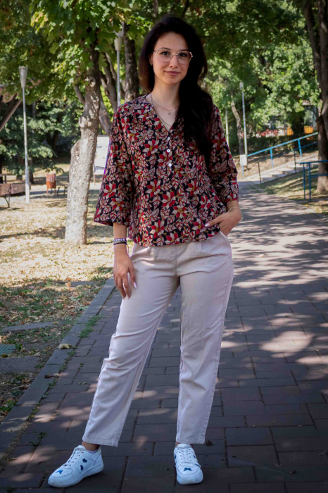 Bluza cu maneca 3/4 si print all over efectuat manual - Model 5 [4]