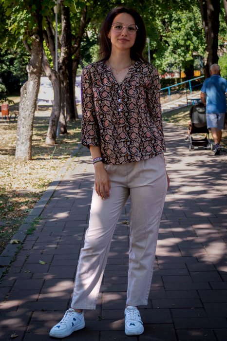 Bluza cu maneca 3/4 si print all over efectuat manual - Model 6 [4]