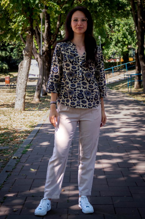 Bluza cu maneca 3/4 si print all over efectuat manual - Model 7 [2]
