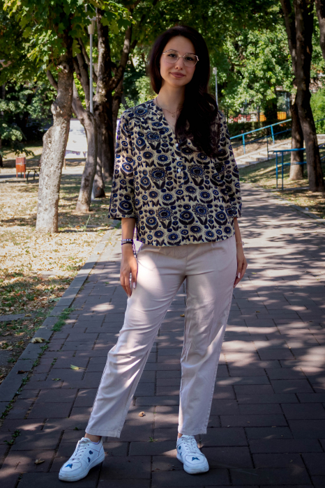 Bluza cu maneca 3/4 si print all over efectuat manual - Model 7 [4]