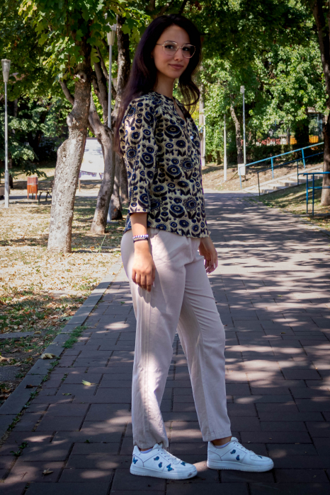Bluza cu maneca 3/4 si print all over efectuat manual - Model 7 [3]