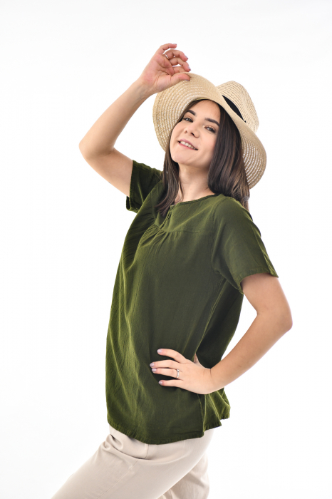 Bluza cu maneca scurta si un nasture - Negru [7]