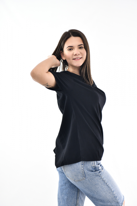 Bluza cu maneca scurta si un nasture - Negru [8]