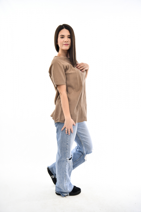 Bluza cu maneca scurta si un nasture - Negru [8]