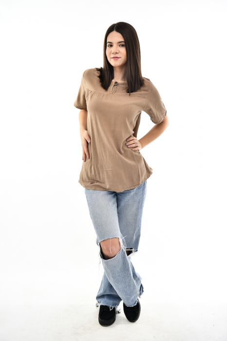 Bluza cu maneca scurta si un nasture - Negru [2]