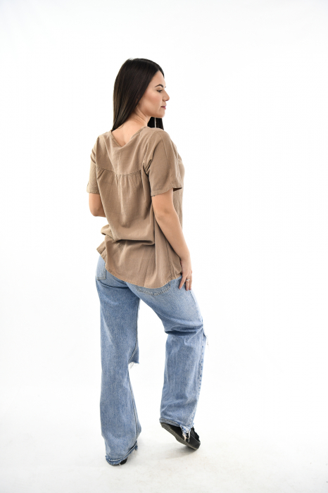 Bluza cu maneca scurta si un nasture - Negru [7]