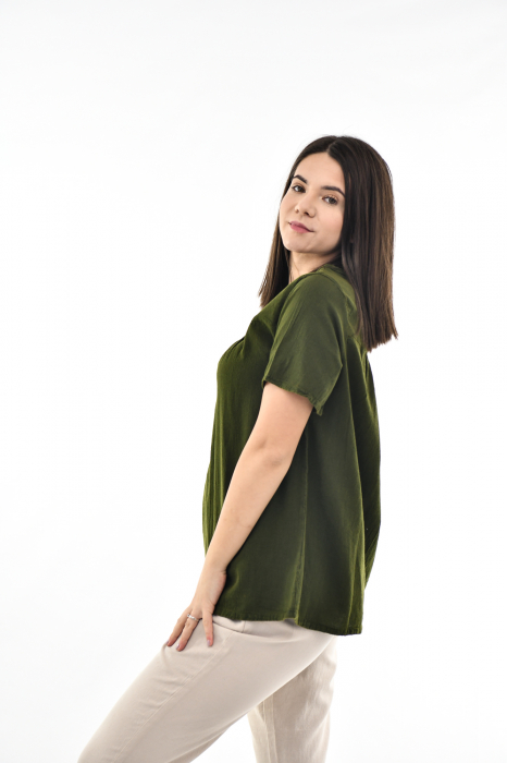 Bluza cu maneca scurta si un nasture - Negru [4]