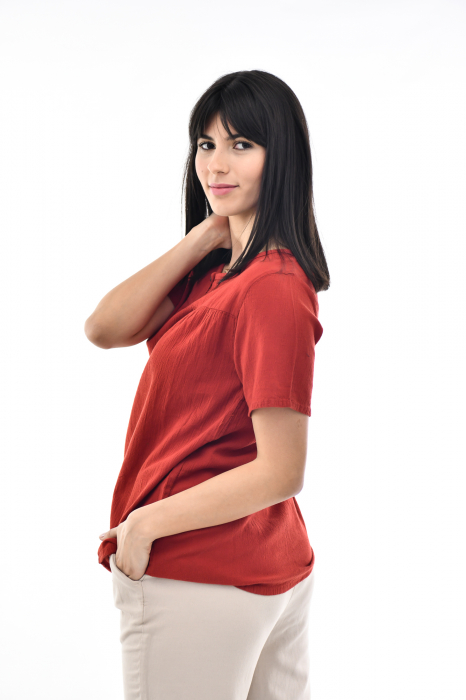 Bluza cu maneca scurta si un nasture - Negru [3]