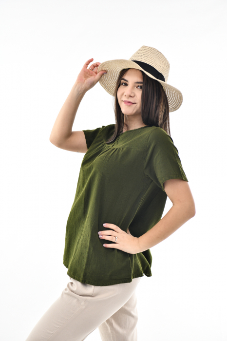 Bluza cu maneca scurta si un nasture - Negru [6]