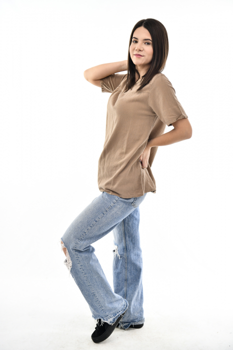Bluza cu maneca scurta si un nasture - Negru [4]