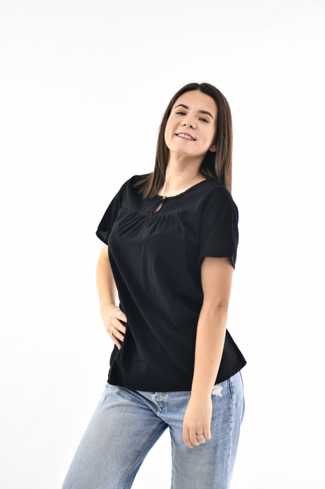 Bluza cu maneca scurta si un nasture - Negru [2]