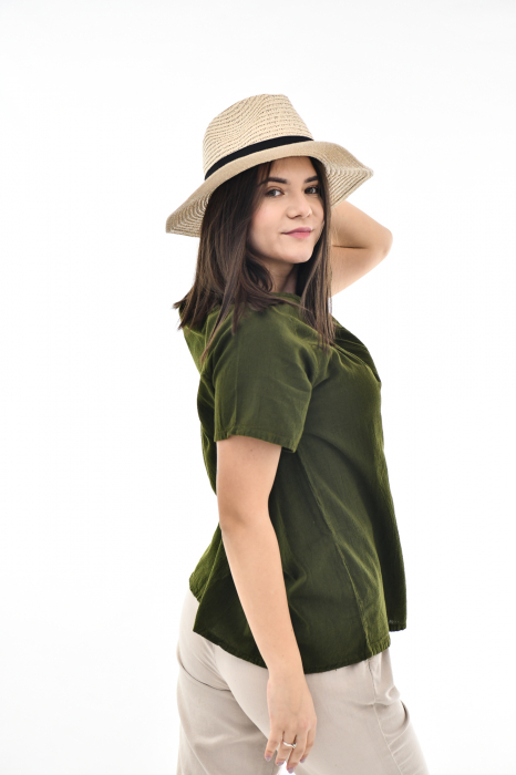 Bluza cu maneca scurta si un nasture - Negru [9]
