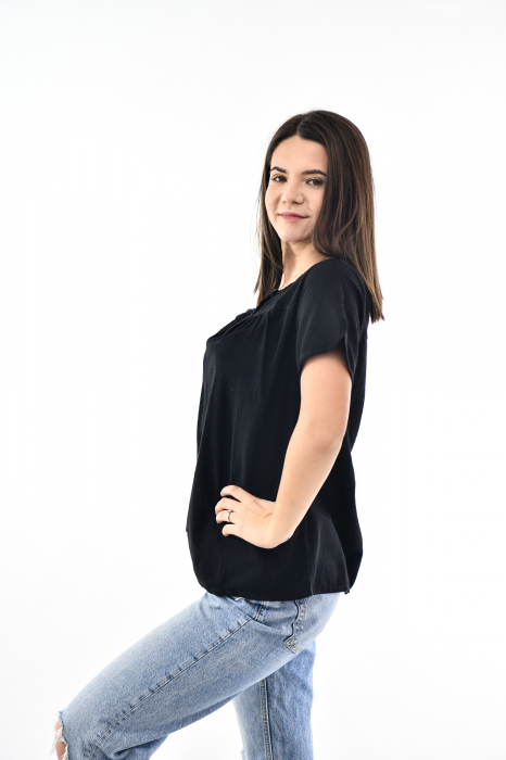 Bluza cu maneca scurta si un nasture - Negru [5]