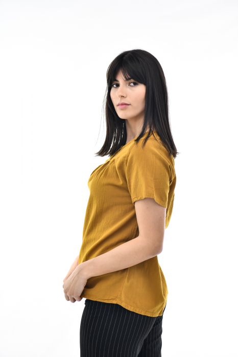 Bluza cu maneca scurta si un nasture - Negru [5]