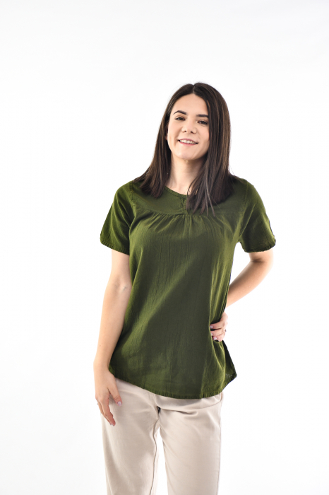 Bluza cu maneca scurta si un nasture - Negru [2]