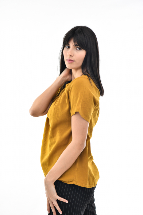 Bluza cu maneca scurta si un nasture - Negru [2]