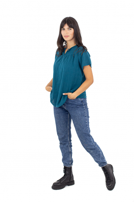 Bluza cu maneca scurta si un nasture - Negru [3]