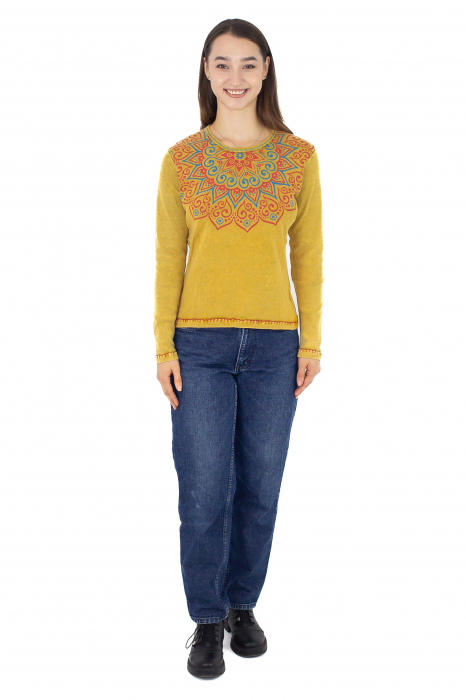 Bluza dama din bumbac cambrata - Mustar [2]