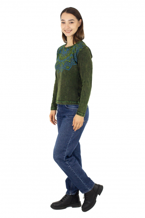 Bluza dama din bumbac cambrata - Mustar [3]
