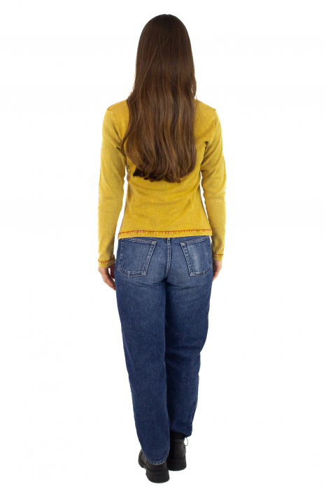 Bluza dama din bumbac cambrata - Mustar [4]