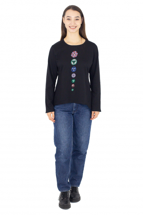 Bluza din 100% bumbac cu imprimeu floral - Teal [2]