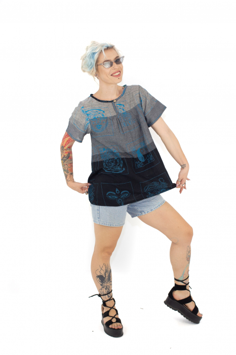 Bluza din bumbac cu maneca scurta - Verde [4]