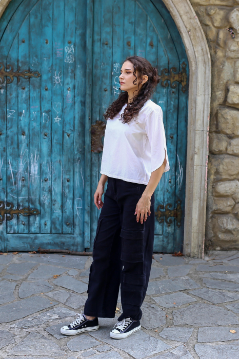 Bluza din bumbac Karen V2 -Alb [3]