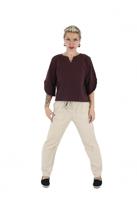 Bluza din bumbac Karen V2 - Maro [2]