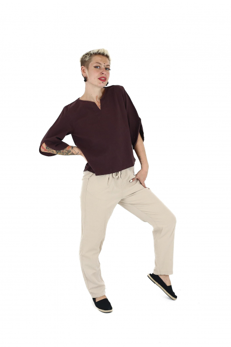 Bluza din bumbac Karen V2 - Maro [3]