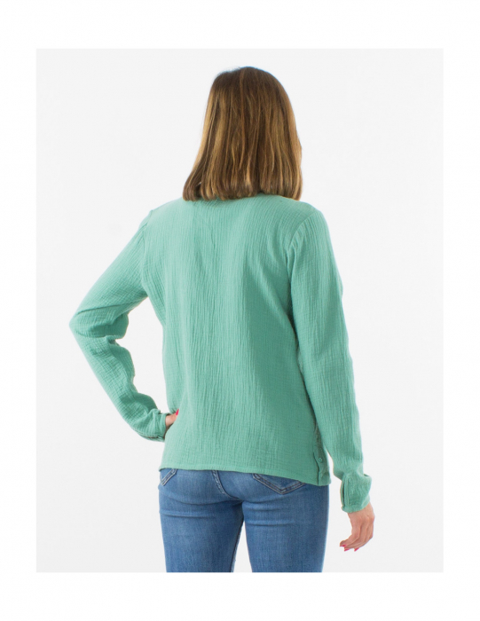 Bluza din material creponat si dantela - Sage [3]