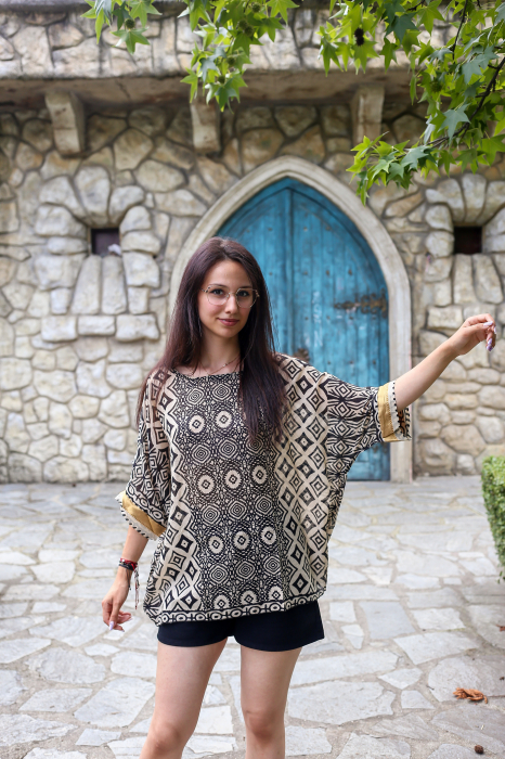 Bluza din panza de bumbac cu croi lejer 3/4 - Model 1 [4]