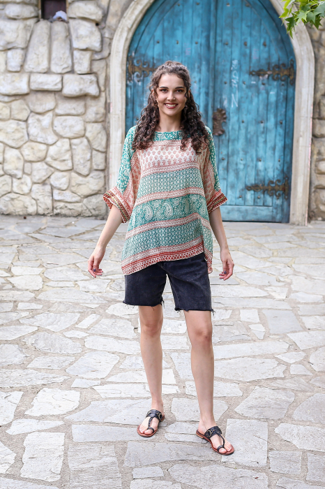 Bluza din panza de bumbac cu croi lejer 3/4 - Model 2 [2]