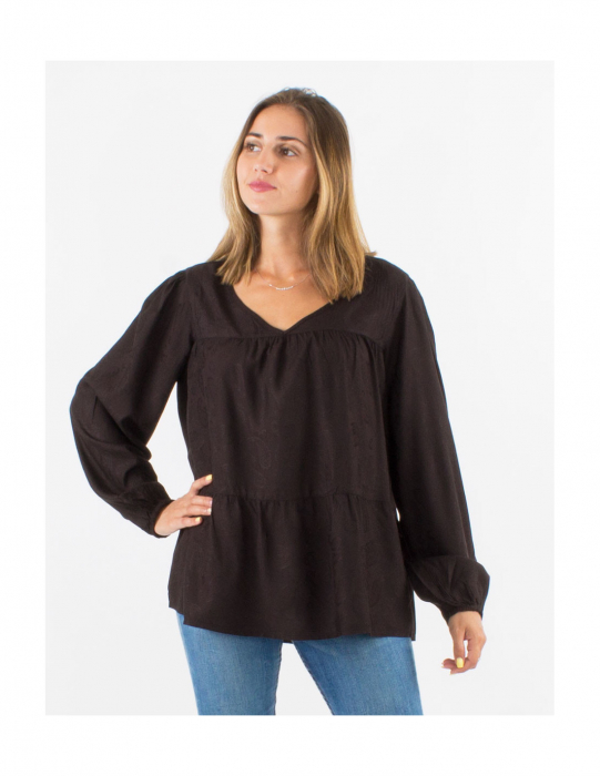 Bluză lejeră cu model - Negru [2]