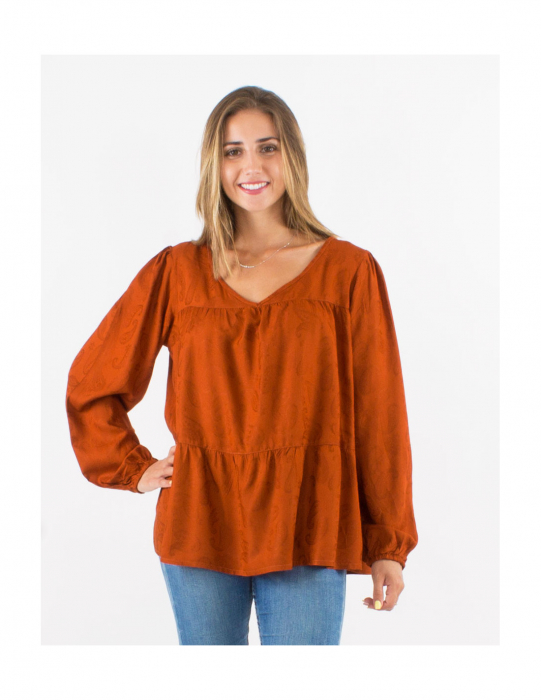 Bluză lejeră cu model - Ruginiu [2]