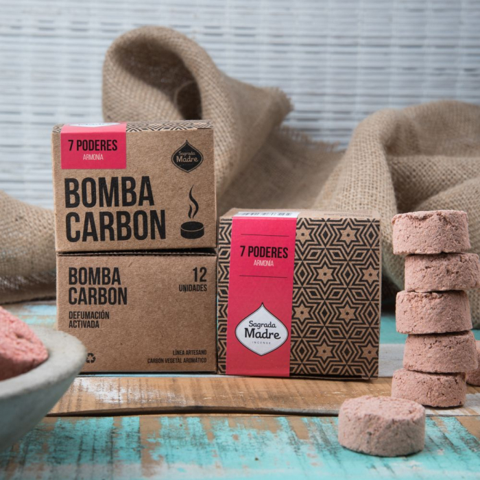 Bombă carbon (cărbune) pentru ierburi/rășini Sagrada Madre - 12 bucăți [2]