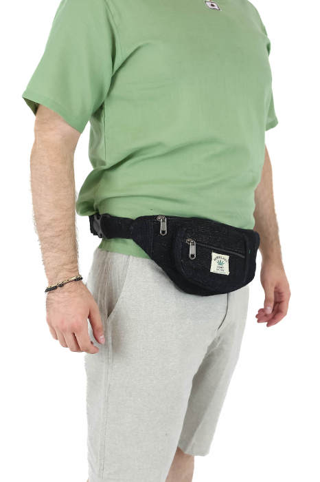 Borseta din canepa intr-o culoare - Negru [2]