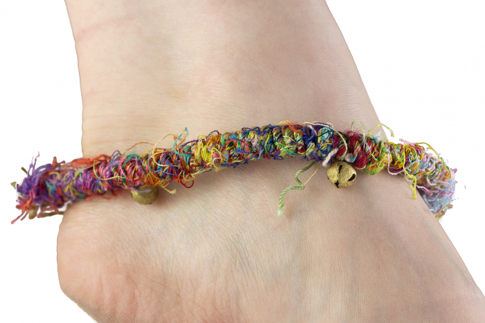 Bratara de picior multicolora cu clopotei - Hemp Anklet [4]