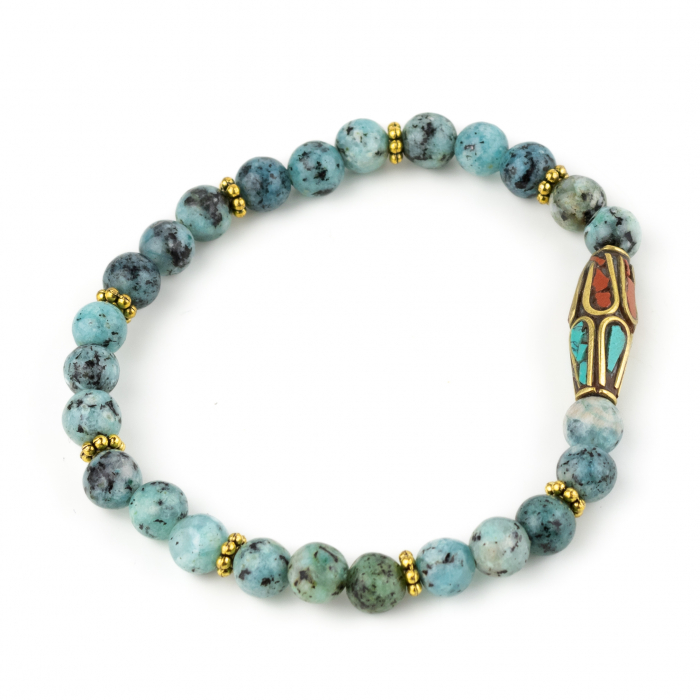 Bratara Fixa cu Detalii Aurii si Piatra Centrala Decorativa - African Turquoise [2]