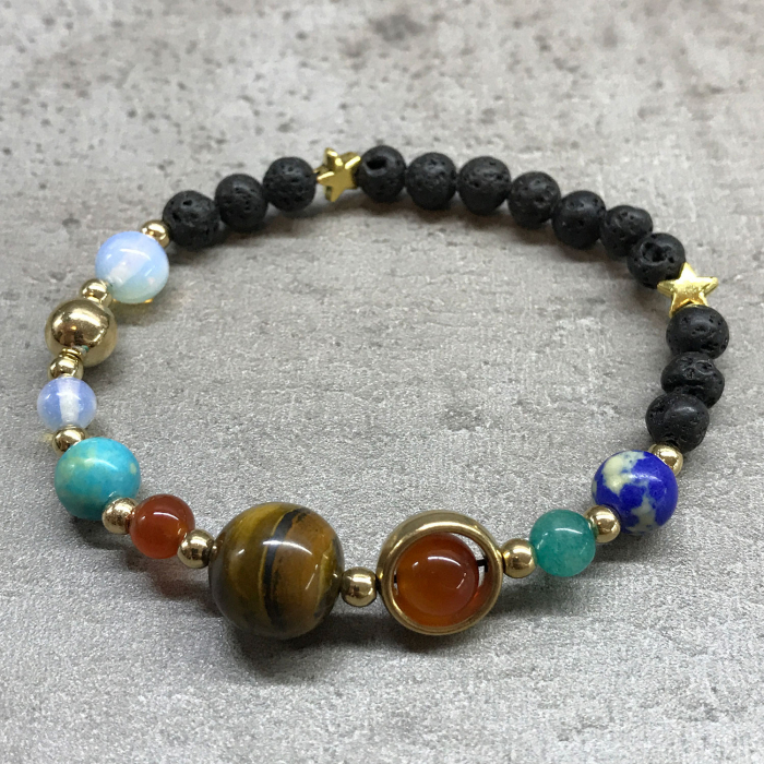 Brățară Lava Stone - Pietre Semiprețioase Gold Solar System [2]