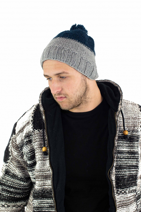 Caciula din lana - Albastru cu Gri [2]