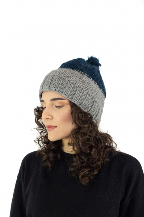 Caciula din lana - Albastru cu Gri [3]