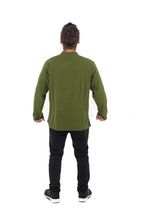 Camasa cu maneca lunga cu patru nasturi si buzunar - Verde [4]