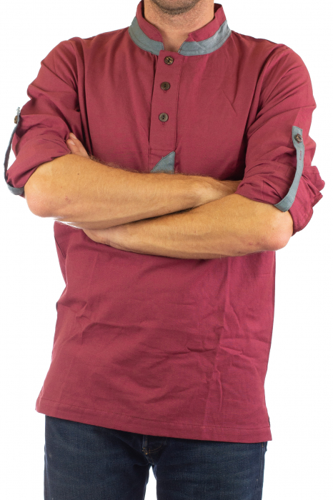 Camasa cu maneca lunga - Grey Collar - Visiniu [5]