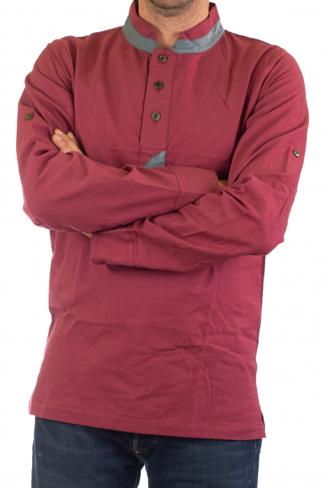 Camasa cu maneca lunga - Grey Collar - Visiniu [4]