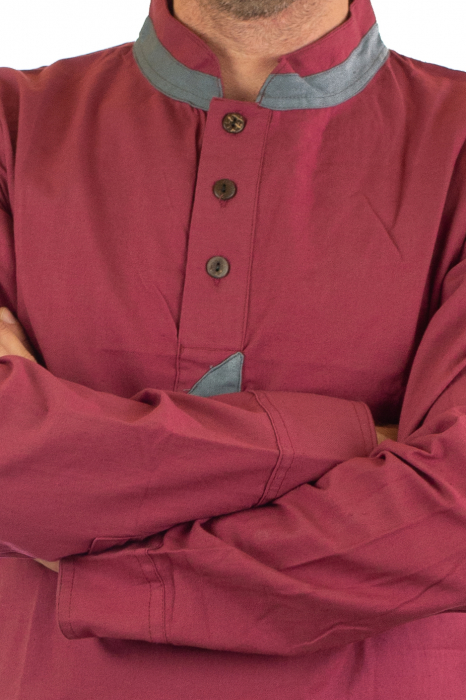 Camasa cu maneca lunga - Grey Collar - Visiniu [7]