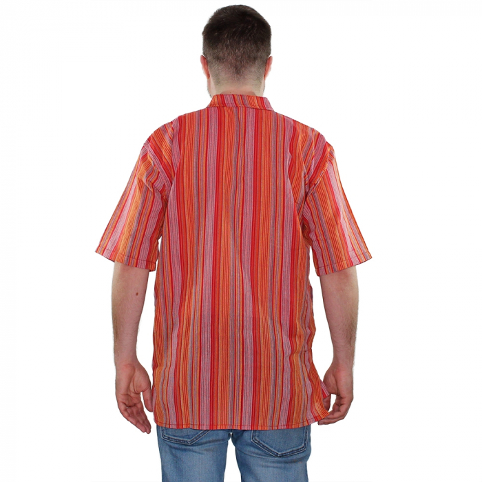 Camasa cu maneca scurta, 100% bumbac, in dungi - Portocaliu [3]