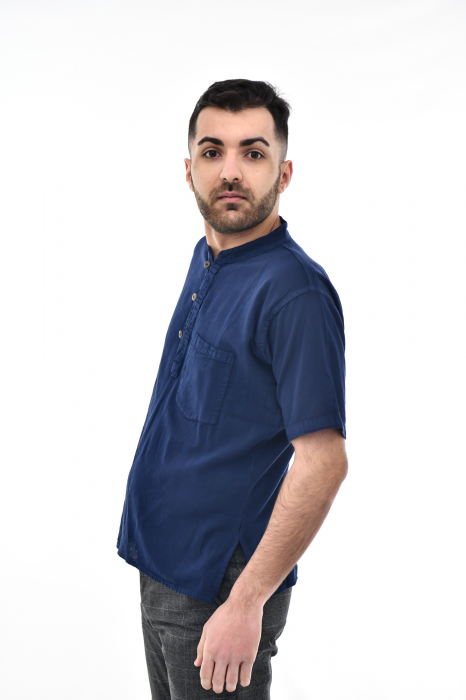Camasa cu maneca scurta soft cotton - Albastru Prafuit [3]